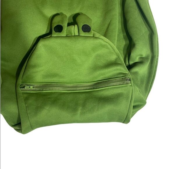 Green Frog hoodie zipper on hood size M - Picture 3 of 10